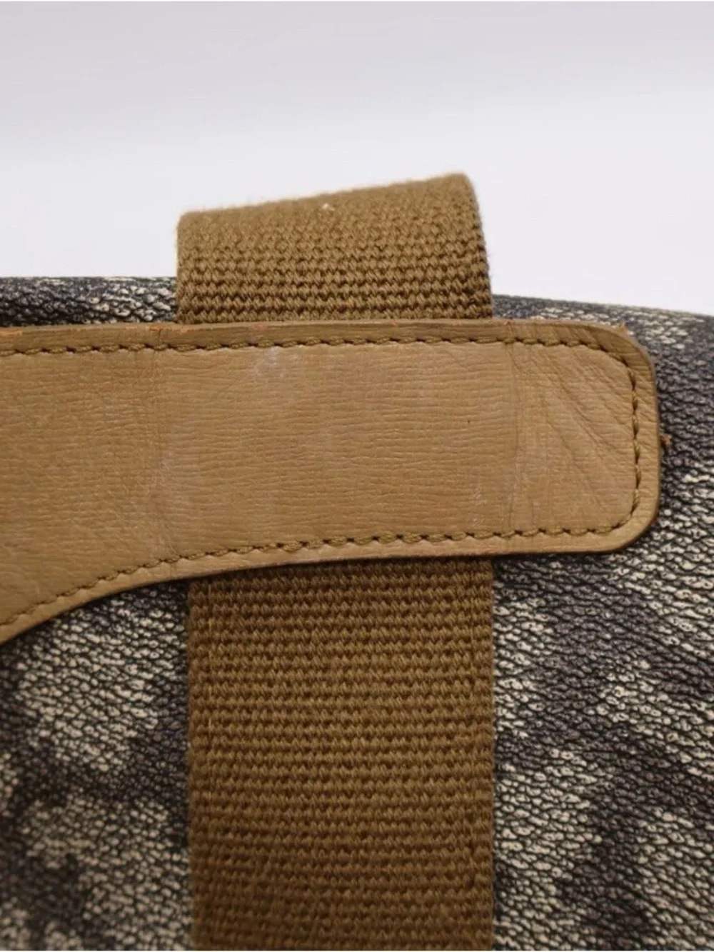 Saint Laurent Brown Patterned Canvas Backpack with Tan Trim